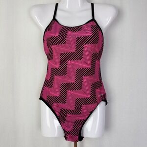 Dolfin Swimsuit‎ Women's One Piece Pink Black Geometric Athletic Swimwear